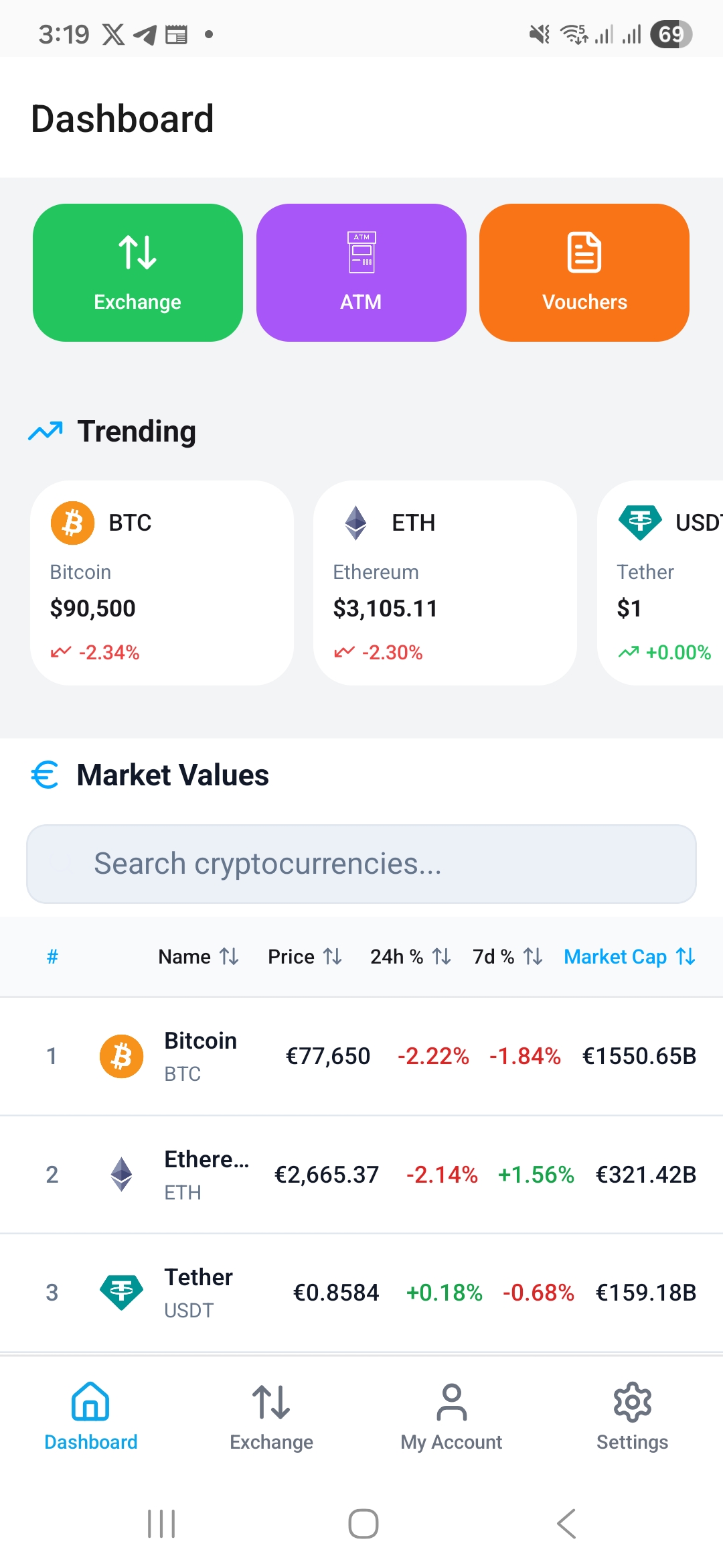 exCoins Mobile App