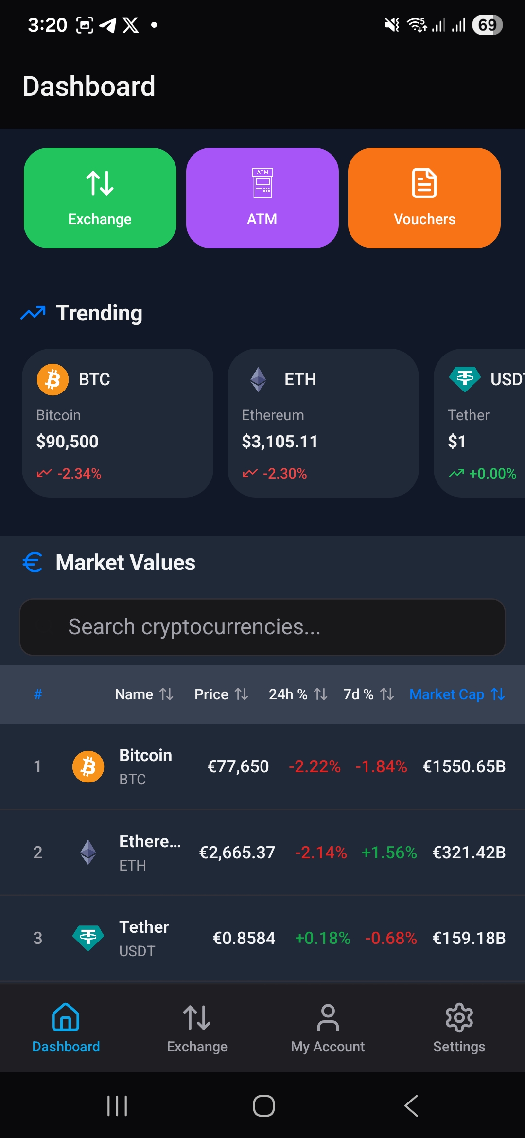 exCoins Mobile Features